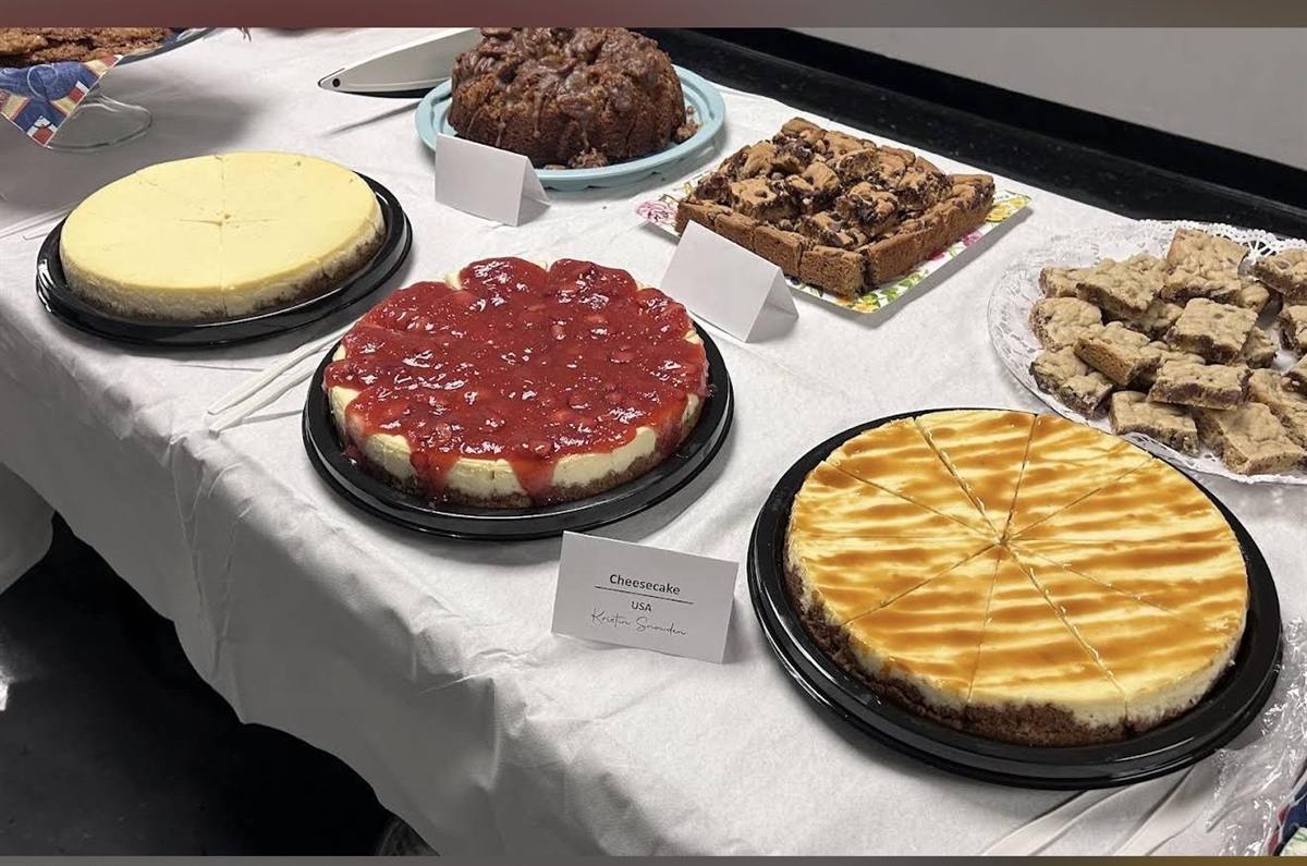 Dessert table with cheesecakes and baked sweets