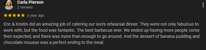 Google review from Carla Pierson